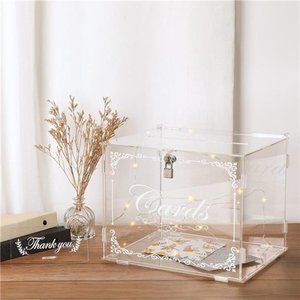 Acrylic Wedding Card Box Money Post Gift Box Holder, Clear Card Box Large Letter